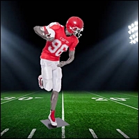 amercian football player visual merchandising mannequin display LG