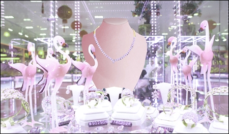 pink satin jewelry store displays header