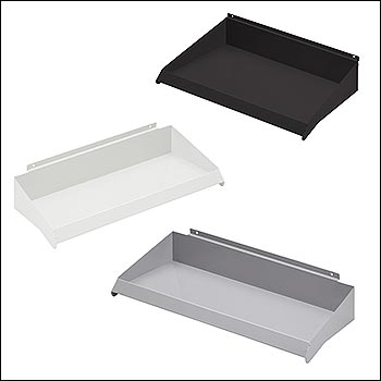 24" Wide Slatwall Steel Shelf - Multiple Finish and Depth Options