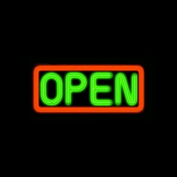 Horizontal Neon Open Sign White/ Red