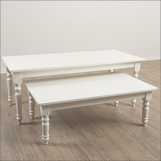 Vintage Farm and Nesting Table - Antique White
