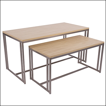 Satin Nickel Nesting Table with Maple Top