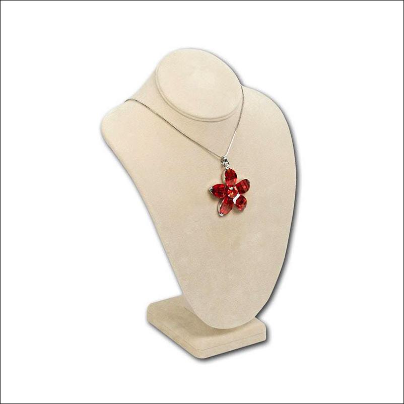 Necklace Display Stand Holder Bust Trio red faux suede 