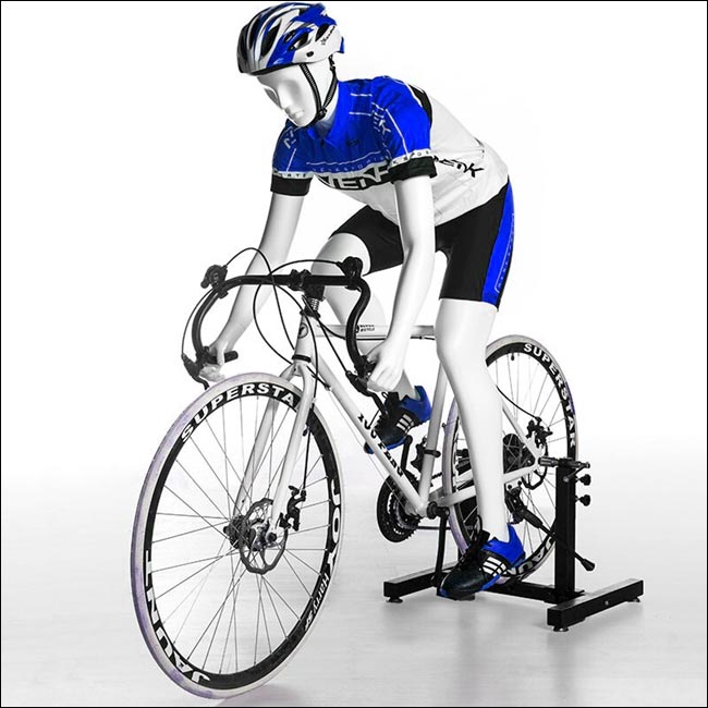 Male Bike Pedaling Pose Mannequin - Gloss White