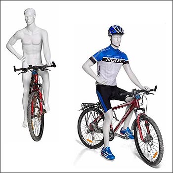 Male Bike Riding Mannequin with Hand on Hip - Gloss White