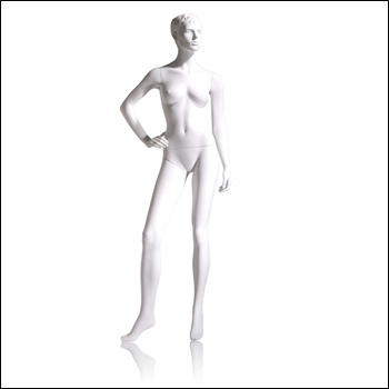 Female Mannequin - Molded Hair, Right Hand on Hip, Right Leg to Side 