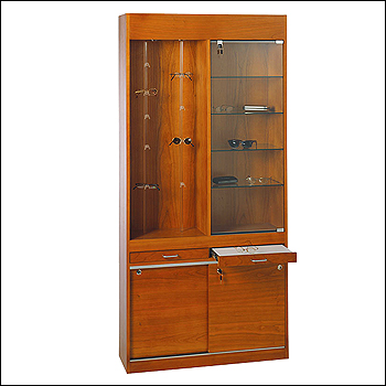 Euro Style Tall Solid Wood Optical Wall Case - Multiple Stain Options