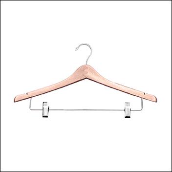 17" Wooden Suit Hanger with Clips (100ct.) - Natural Finish