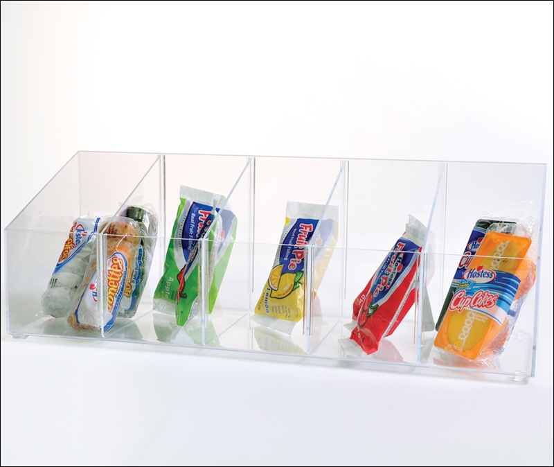 Acrylic Angled Bins with Adjustable Dividers - Multi-Sizes