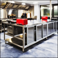 restaurant steel work counters kitchen 200