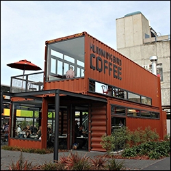 shipping container shops and food and beverage