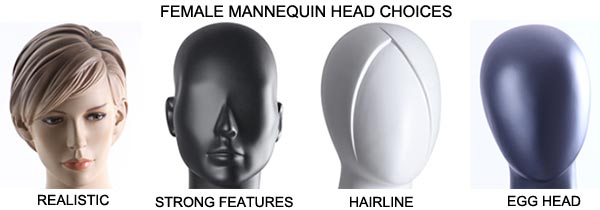 custom mannequin option female head choices