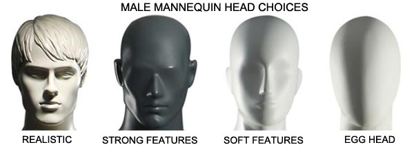 custom mannequin option male head choices