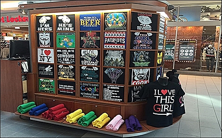 tshirt kiosk custom tee display